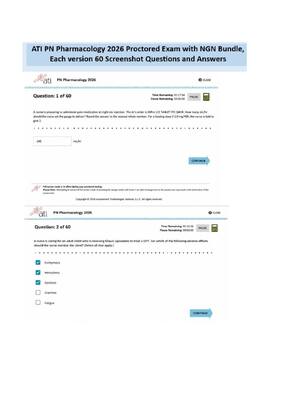 Preview of ATI PN Pharmacology 2026 Proctored Exam Comprising NGN and All Questions and Answers