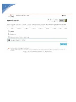 Preview of ATI PN Maternal Newborn Package 2026 Proctored Exam Comprising NGN and All Questions and A