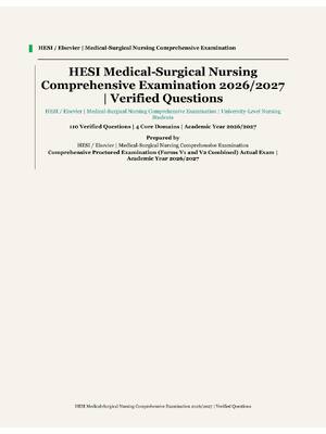 Preview of HESI Medical-Surgical Nursing | HESI / Elsevier | Academic Year 2026/2027 | Comprehensive