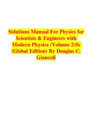 Preview of Solutions Manual For Physics for Scientists & Engineers with  Modern Physics (Volume 2)5th