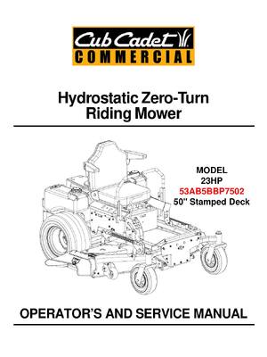 Preview of Cub Cadet - Hydrostatic Zero-Turn Riding Mower - 23Hp 53AB5BBP7502 50" Stamped Deck - Oper