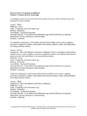 Preview of TEST BANK For Business Driven Technology 8th Edition By Paige Baltzan || All Chapters Veri