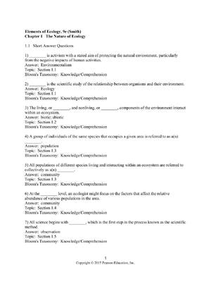 Preview of Test Bank For Elements of Ecology 9th Edition by Thomas Smith, Robert Smith