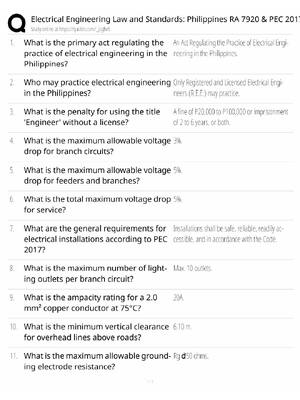 Preview of Electrical Engineering Law / RA 7920 & PEC 2017 / 2026 Update / Score 100% / Exam Prep Stu