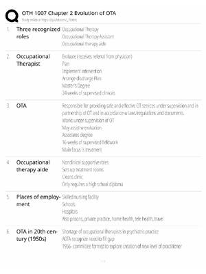 Preview of OTH 1007 / Evolution of OTA / 2026 Update / Score 100% / Exam Prep Study Guide