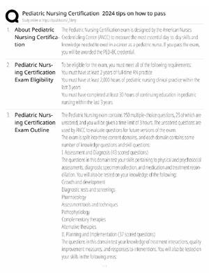 Preview of Pediatric Nursing Certification / Pass Tips 2026 / Score 100% / Exam Prep Study Guide