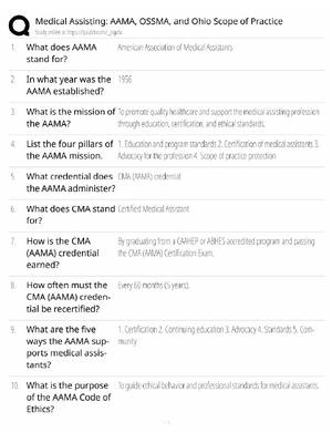 Preview of Medical Assisting / AAMA OSSMA Ohio Scope / 2026 Update / Score 100% / Exam Prep Study Gui