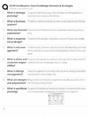 Preview of AI HR Certification / Core Knowledge Domains / 2026 Update / Score 100% / Exam Prep Study
