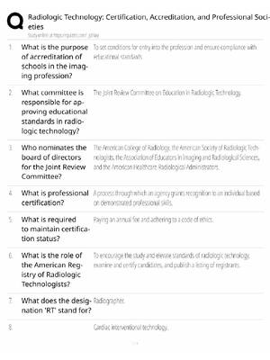 Preview of Radiologic Technology / Certification & Accreditation / 2026 Update / Score 100% / Exam Pr