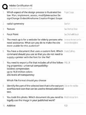 Preview of Adobe Certification / AI Tools & Firefly / 2026 Update / Score 100% / Exam Prep Study Guid