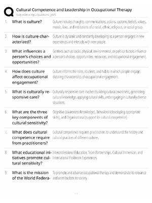 Preview of OT Cultural Competence / Leadership & Practice / 2026 Update / Score 100% / Exam Prep Stud