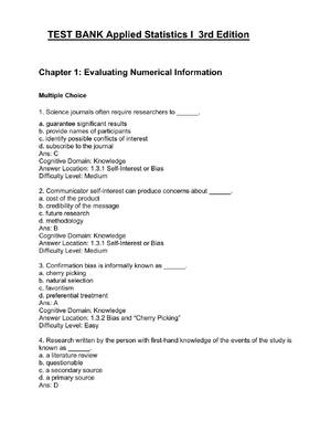 Preview of Test Bank For Applied Statistics I: Basic Bivariate Techniques 3rd Edition by Rebecca M. W