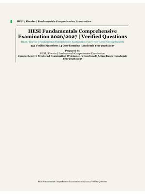 Preview of HESI Fundamentals | HESI / Elsevier | Academic Year 2026/2027 | Comprehensive Proctored Ex