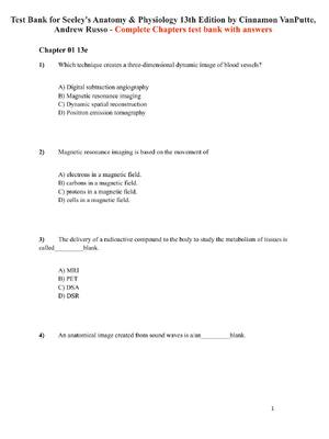 Preview of Test Bank for Seeley's Anatomy & Physiology 13th Edition by Cinnamon VanPutte, Andrew Russ