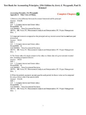 Preview of Test Bank for Accounting Principles, 15th Edition by Jerry J. Weygandt, Paul D. Kimmel