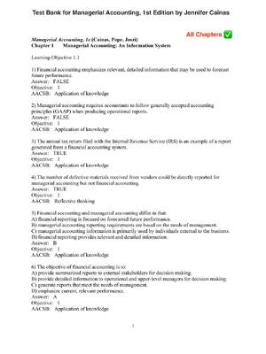 Preview image for Test Bank for Managerial Accounting, 1st Edition by Jennifer Cainas
