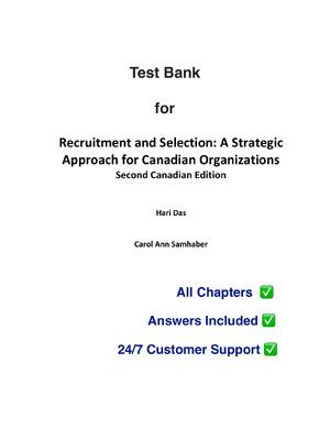 Preview image for Test Bank for Recruitment and Selection: A Strategic  Approach for Canadian Organizations Second Canadian Edition By Hari Das Carol Ann Samhaber