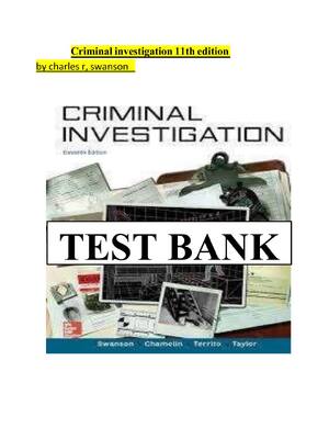 Preview image for Test Bank For Criminal Investigation 11th Edition by Charles R, Swanson
