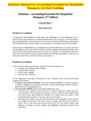 Preview of Solutions Manual For Accounting Essentials for Hospitality Managers, 3rd Edition By Chris