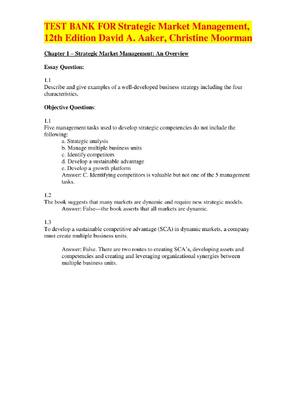 Preview of TEST BANK FOR Strategic Market Management, 12th Edition By David A. Aaker, Christine Moorm