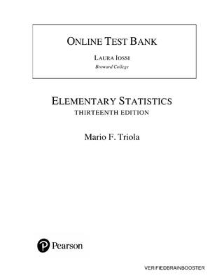 Preview of Solution Manual For Elementary Statistics 13th Edition by Mario Triola All Chapters 1-14 A