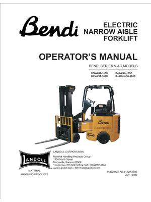Preview of Bendi Electric Narrow Isle V Ac B30-4/42 B40-4/48 B45hl-4/56-180d Operator Manual