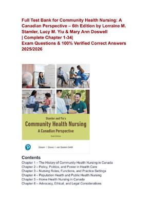 Preview image for Full Test Bank for Community Health Nursing: A Canadian Perspective – 6th Edition by Lorraine M. Stamler, Lucy M. Yiu & Mary Ann Doswell | Complete Chapter 1-34| Exam Questions & 100% Verified Correct Answers 2025/2026