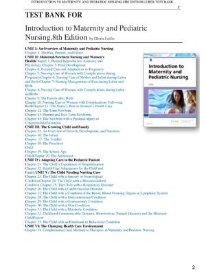 Preview image for TEST BANK FOR Introduction to Maternity and Pediatric Nursing, 8th Edition by Gloria Leifer All Chapters 1- 34