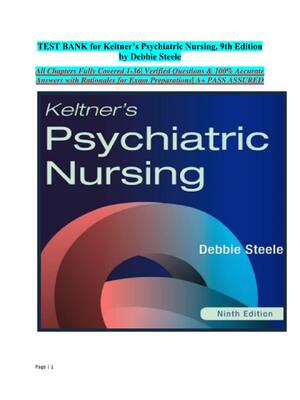 Preview of Test Bank for Keltner’s Psychiatric Nursing, 9th Edition by Debbie Steele |Chapter 1-36 |