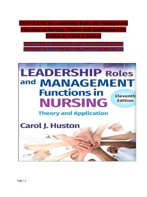 Preview of TEST BANK for Leadership Roles and Management Functions in Nursing: Theory and Application