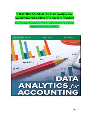 Preview image for SOLUTION MANUAL for Data Analytics for Accounting, 3rd Edition by Vernon Richardson All Chapters Included 1 - 9| Verified Solutions for Exam Preparations| A+ GRADED