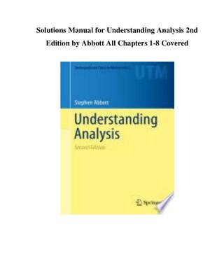 Preview image for Solutions Manual for Understanding Analysis 2nd Edition by Abbott All Chapters 1-8 Covered