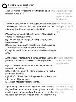 Preview of Geriatric Nurse Certification / GERO-BC Prep / 2026 Update / Score 100% / Exam Prep Study