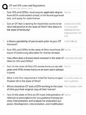 Preview of OT & OTA Laws / Regulations & Supervision / 2026 Update / Score 100% / Exam Prep Study Gui