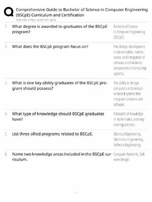 Preview of BSCpE Curriculum / Computer Engineering Guide / 2026 Update / Score 100% / Exam Prep Study