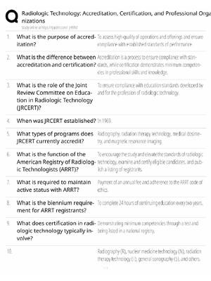 Preview image for Radiologic Technology / Accreditation Certification / 2026 Update / Score 100% / Exam Prep Study Guide