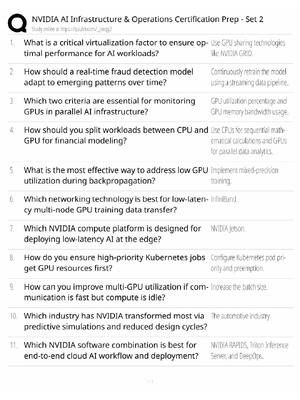 Preview of NVIDIA NCA-AIIO / Set 2 Exam Prep / 2026 Update / Score 100% / Study Guide