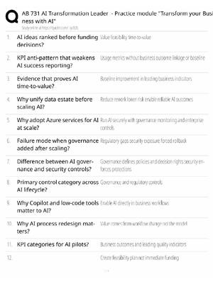 Preview of AB 731 / Transform Your Business with AI / 2026 Update / Score 100% / Exam Prep Study Guid