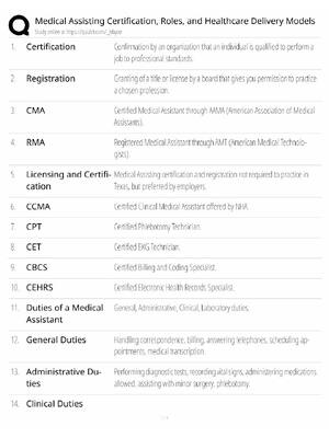 Preview of Medical Assisting / Certification Roles & Delivery / 2026 Update / Score 100% / Exam Prep