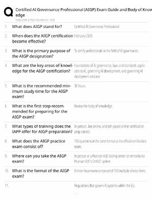 Preview of AIGP Certification / Exam Guide & Body of Knowledge / 2026 Update / Score 100% / Exam Prep