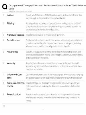 Preview of OT Ethics & Standards / AOTA Policies & Laws / 2026 Update / Score 100% / Exam Prep Study