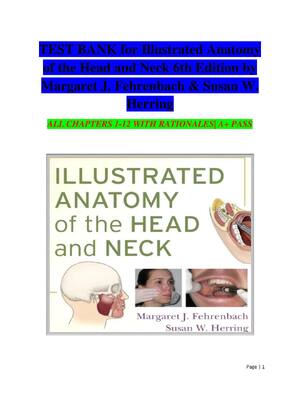 Preview of Test Bank For Illustrated Anatomy of the Head and Neck 6th Edition by Fehrenbach All Chapt