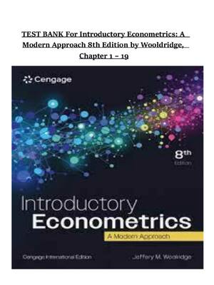 Preview image for TEST BANK For Introductory Econometrics: A  Modern Approach 8th Edition by Wooldridge, Chapter 1 – 19