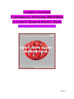 Preview image for Test Bank Contemporary Marketing 18th Edition by Louis E. Boone & David L. Kurtz All Chapters 1 -19