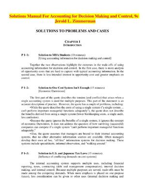 Preview image for Solutions Manual For Accounting for Decision Making and Control, 9th Edition By Jerold L. Zimmerman