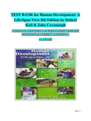 Preview image for Test Bank for Human Development: A Life -Span View 8th Edition by Robert Kail & John Cavanaugh All Chapters 1 -16