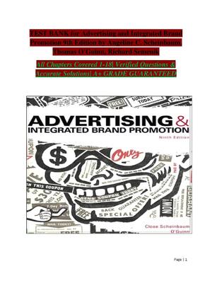 Preview image for Test Bank for Advertising and Integrated Brand Promotion 9th Edition by Angeline C. Scheinbaum, Thomas O'Guinn, Richard Semenik All Chapters Covered 1 -18