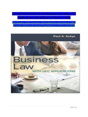 Preview image for Solution Manual for Business Law with UCC Applications 16th Edition by Paul A. Sukys All Chapters Fully Covered 1 -34
