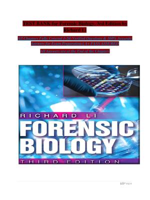 Preview image for Test Bank for Forensic Biology , 3rd Edition by Richard Li All Chapters Fully Covered 1 -26