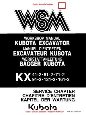 Preview of Kubota Excavator - KX 41-2 61-2 71-2 91-2 121-2 161-2 - Service Chapter - Workshop Service